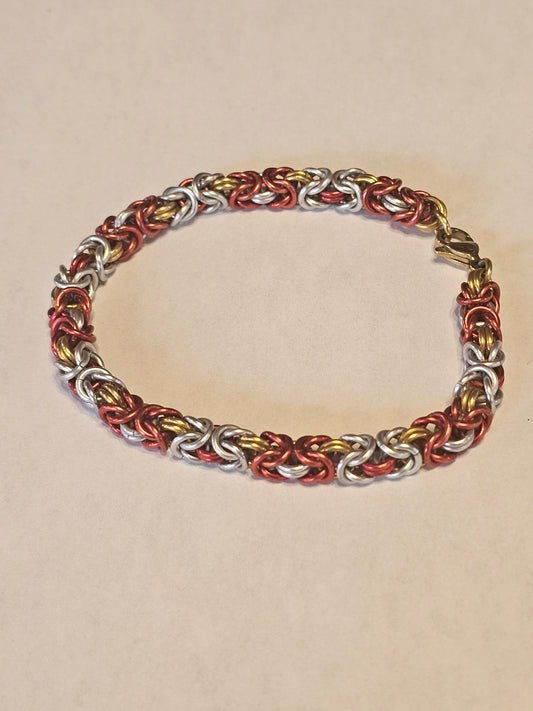 18GA 3-Tone Byzantine Bracelet XL