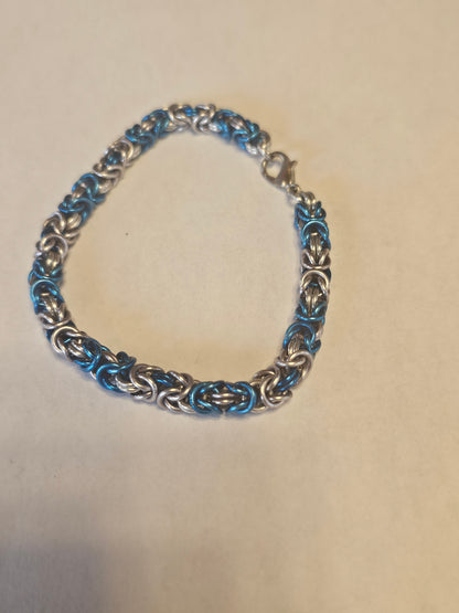 18GA 3-Tone Byzantine Bracelet XL