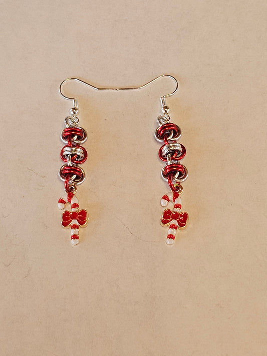 Candy Cane Barrel Earrings